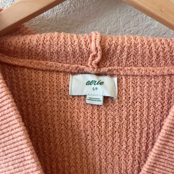 Aerie CozyUp Waffle Knit Hoodie - Peach - Picture 4 of 11